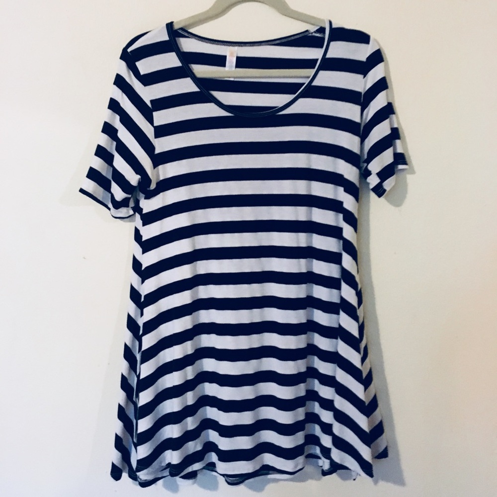 Black and white striped LulaRoe Perfect Tee